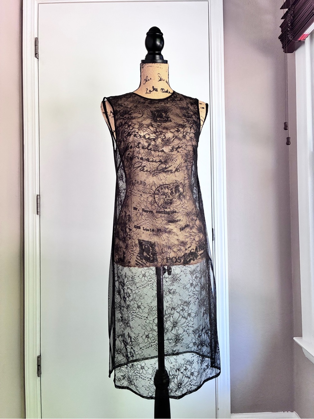 Victoria's Secret Black Sheer Lace Sleeveless Chemise